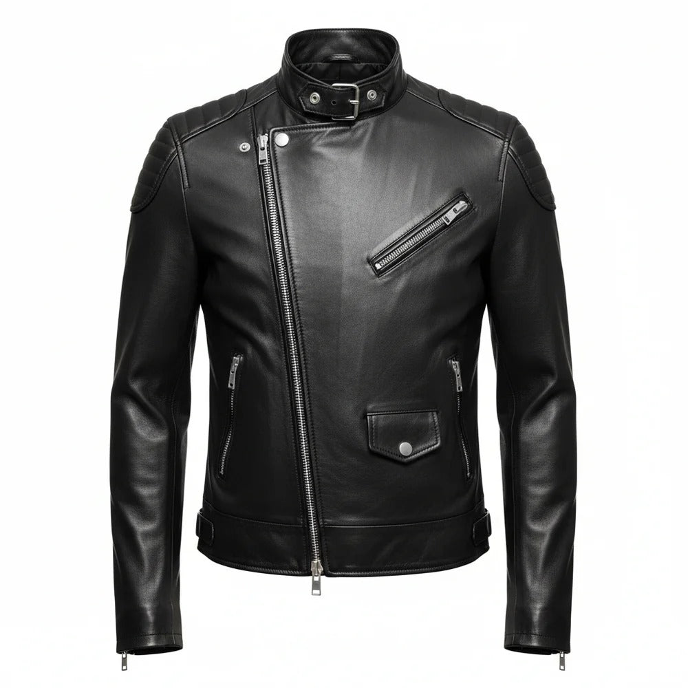 Premium schwarze Lederjacke